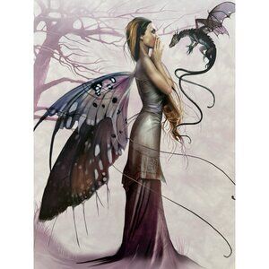 Linda Behrgvist Meditating Faerie Dragon Fairy Fantasy Gothic Art Card Print